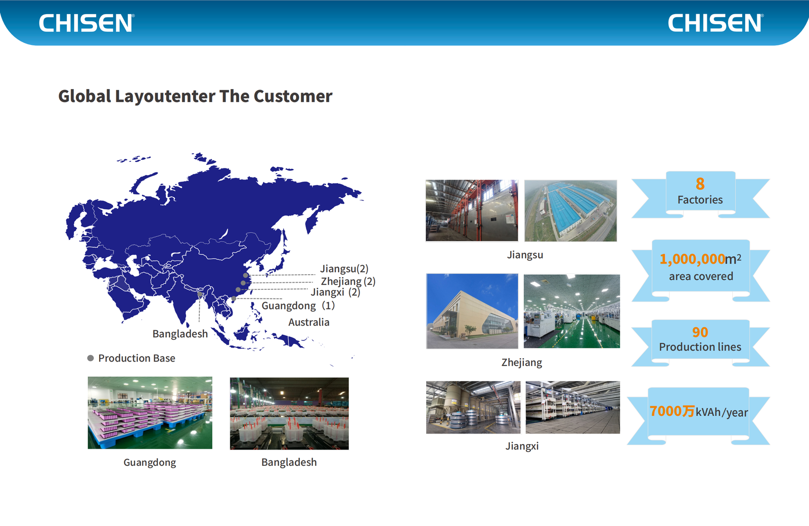 CHISEN Global Factory Network — 60+ Countries